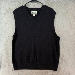 Haggar Clothing Co Men XL Sweater Vest Black V Neck Business Casual Cotton Blend